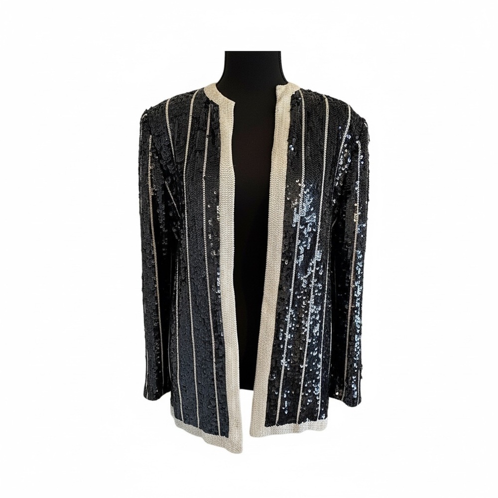 Vintage Sequin Black and Silver Women's Jacket